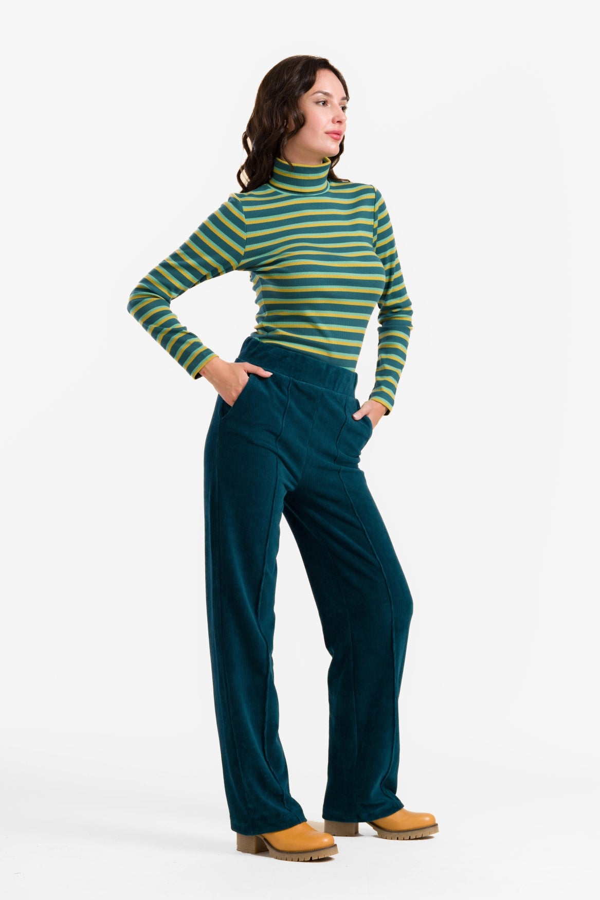 Hailey Broek | Rib Velour Petrol