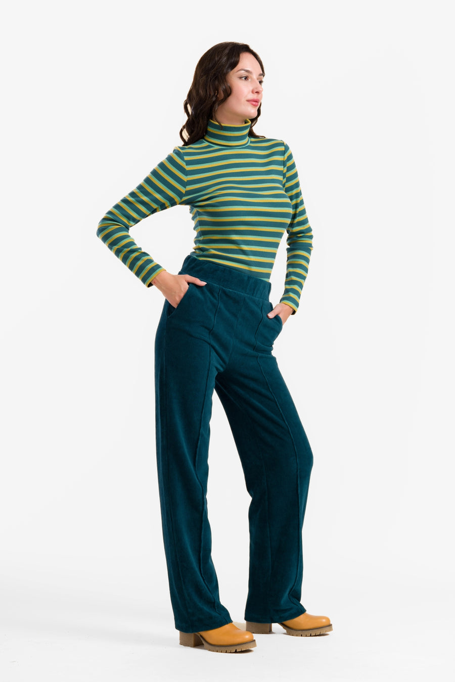 Hailey Broek | Rib Velour Petrol