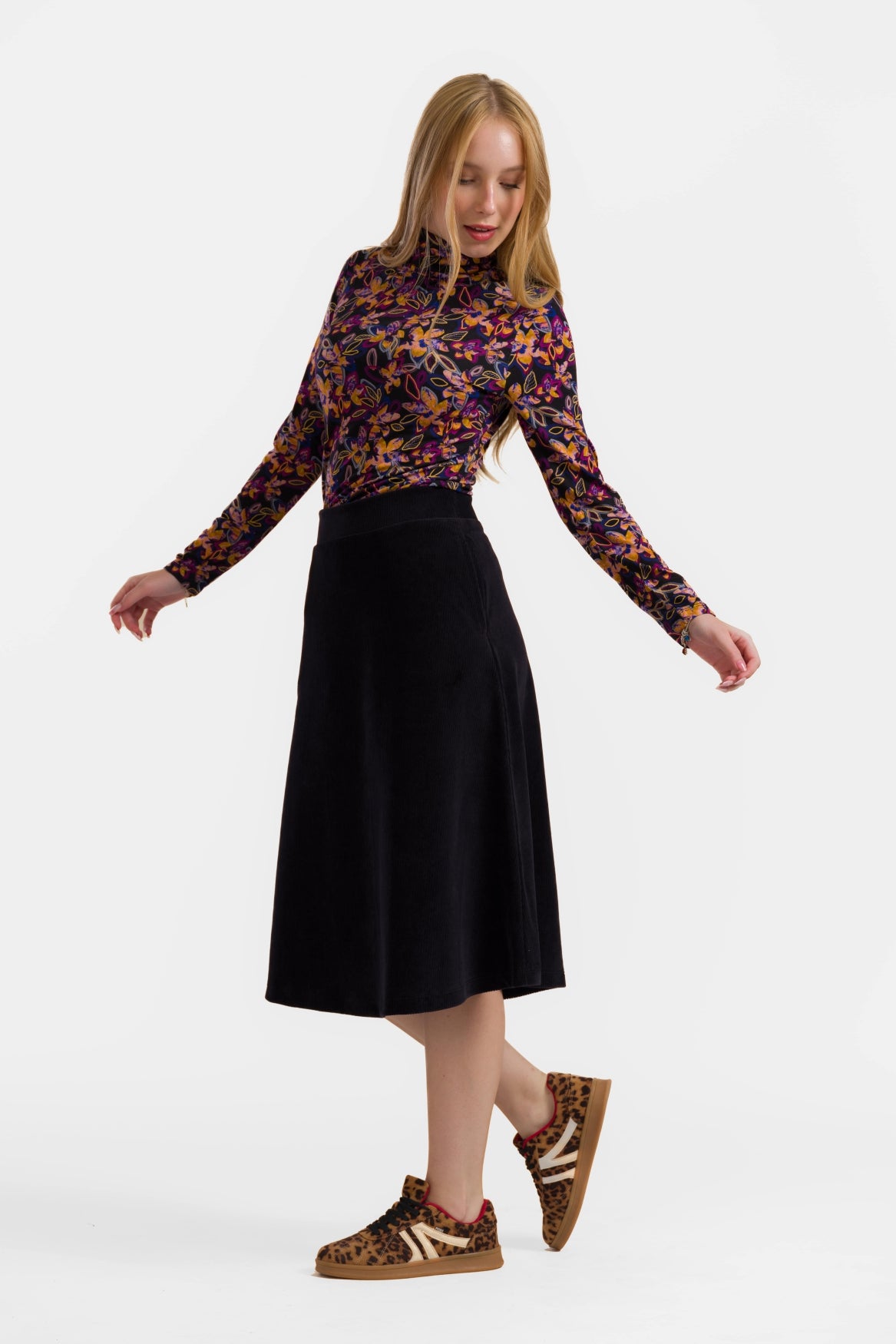 Holly rok | Rib Velours Zwart