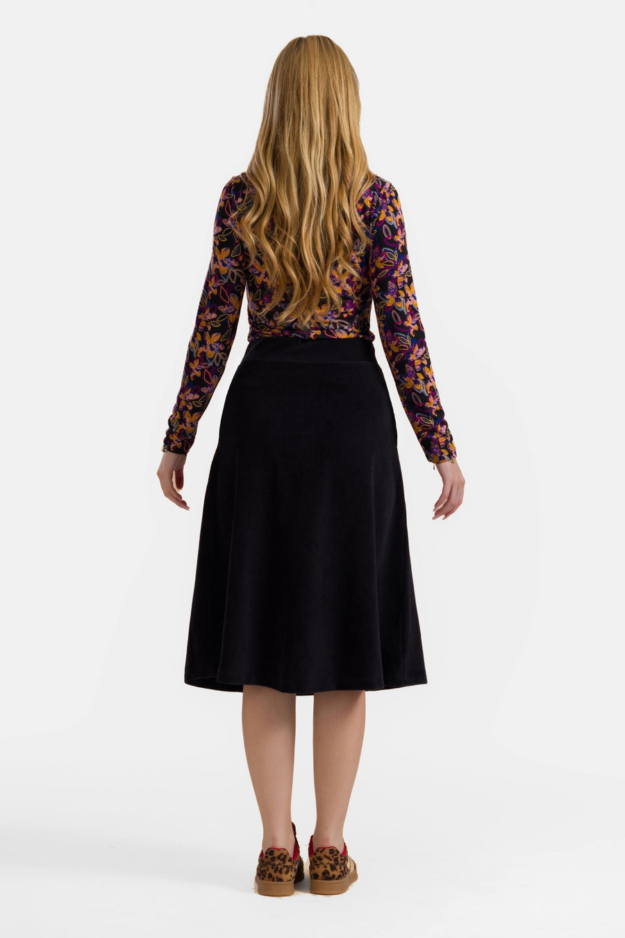 Holly rok | Rib Velours Zwart
