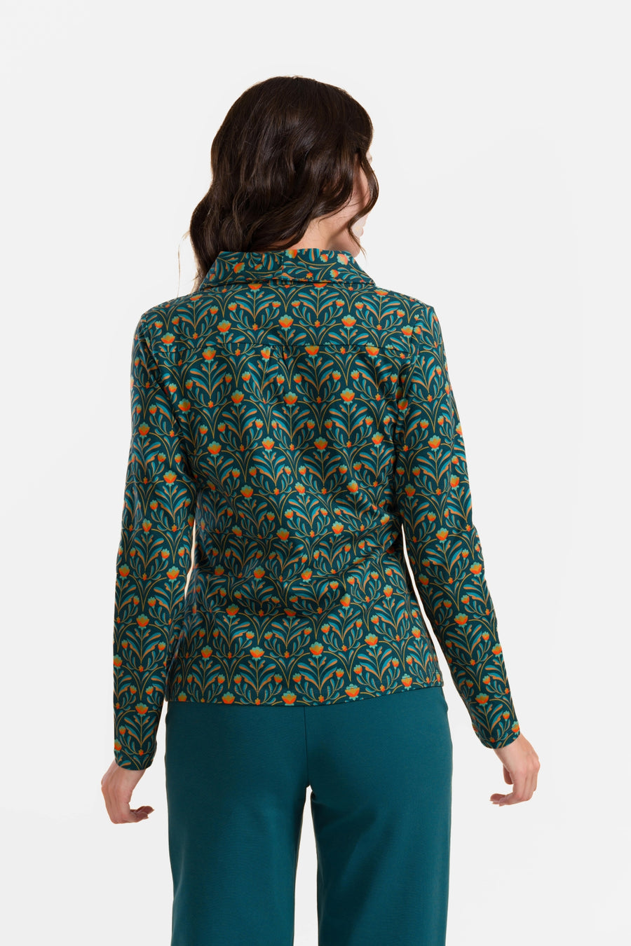 Iris Blouse met lange mouwen | Barokbloemgroen
