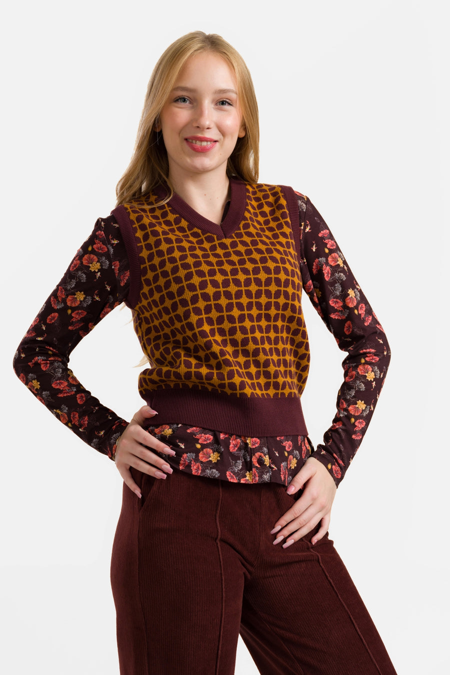 Gebreide kleding Spencer | Retro Bruin