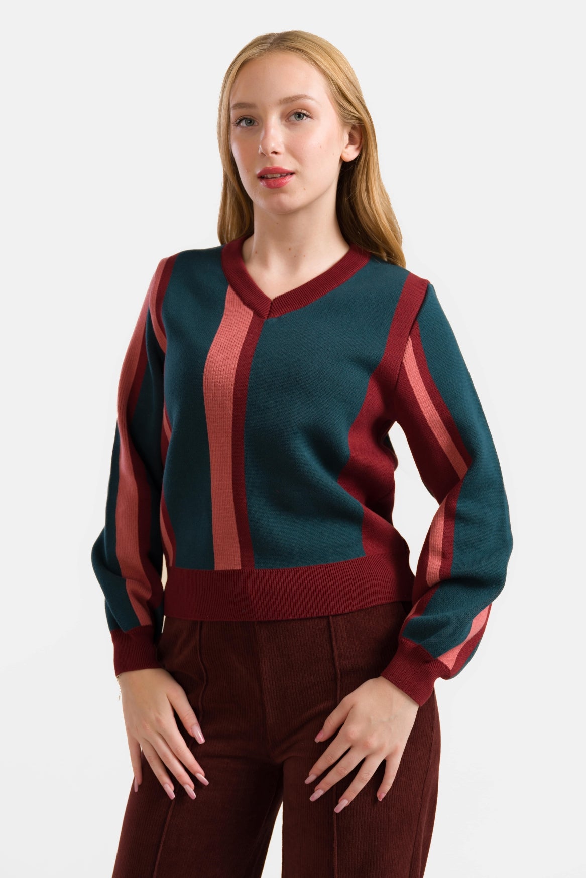 Gebreide Trui | Bordeaux Stripes