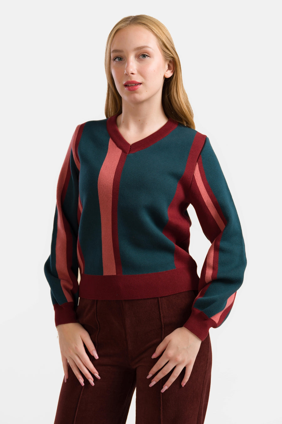 Gebreide Trui | Bordeaux Stripes