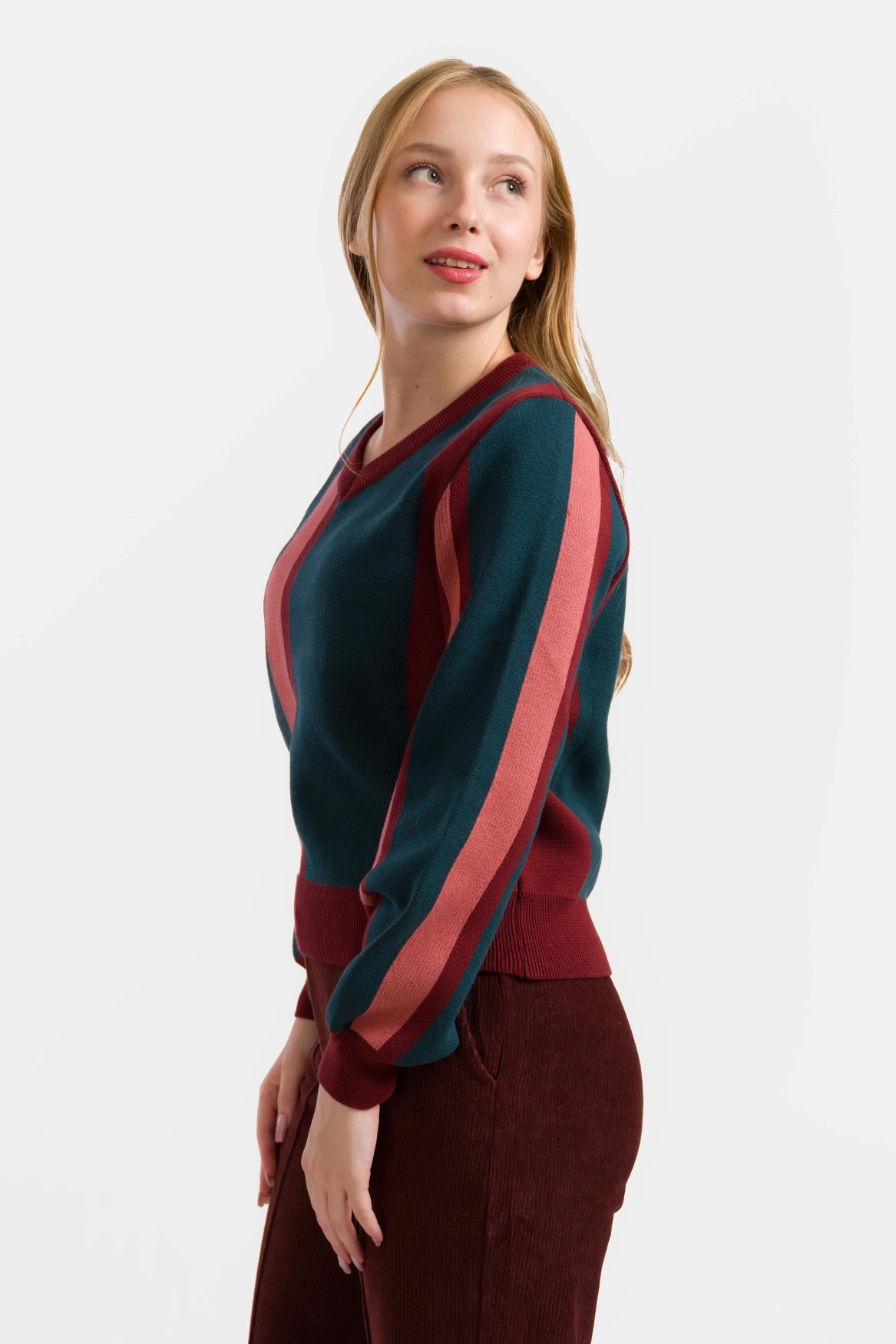 Gebreide Trui | Bordeaux Stripes