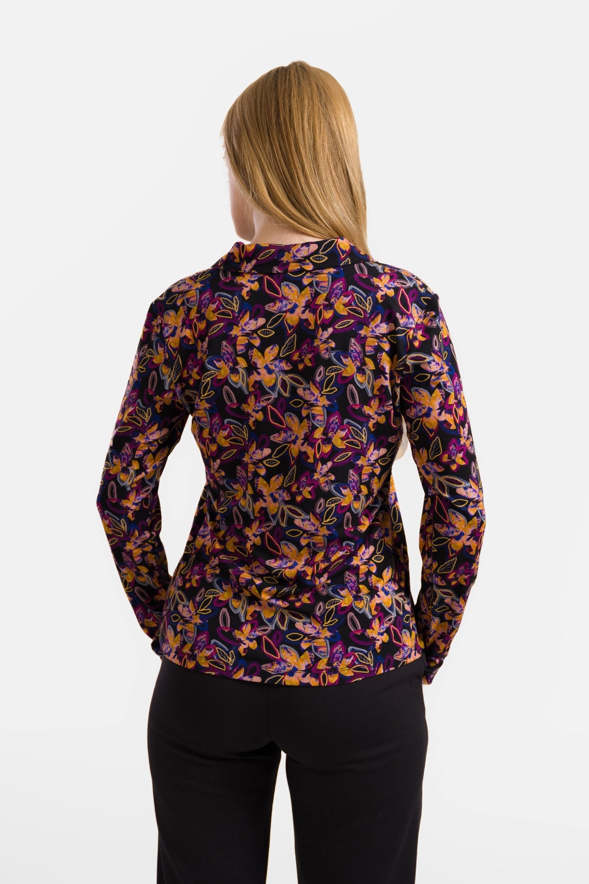 Anna blouse met lange mouwen | Heldere herfstbloemen