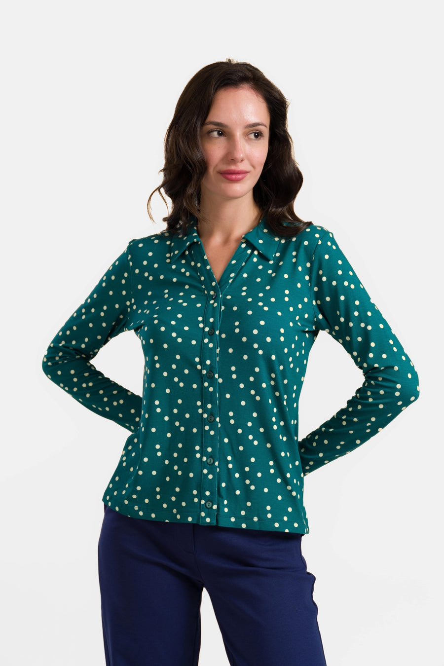 Anna Blouse met lange mouwen | Stippen