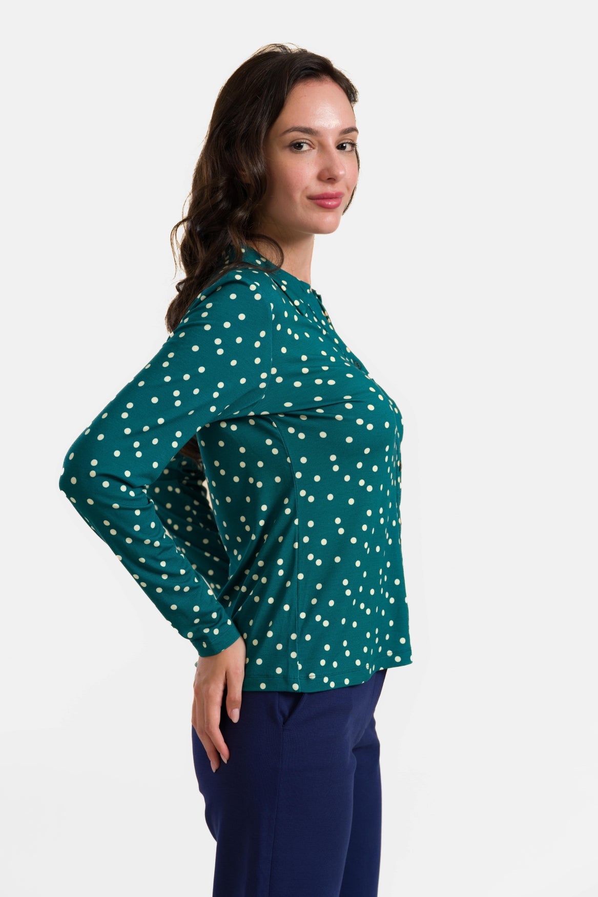 Anna Blouse met lange mouwen | Stippen