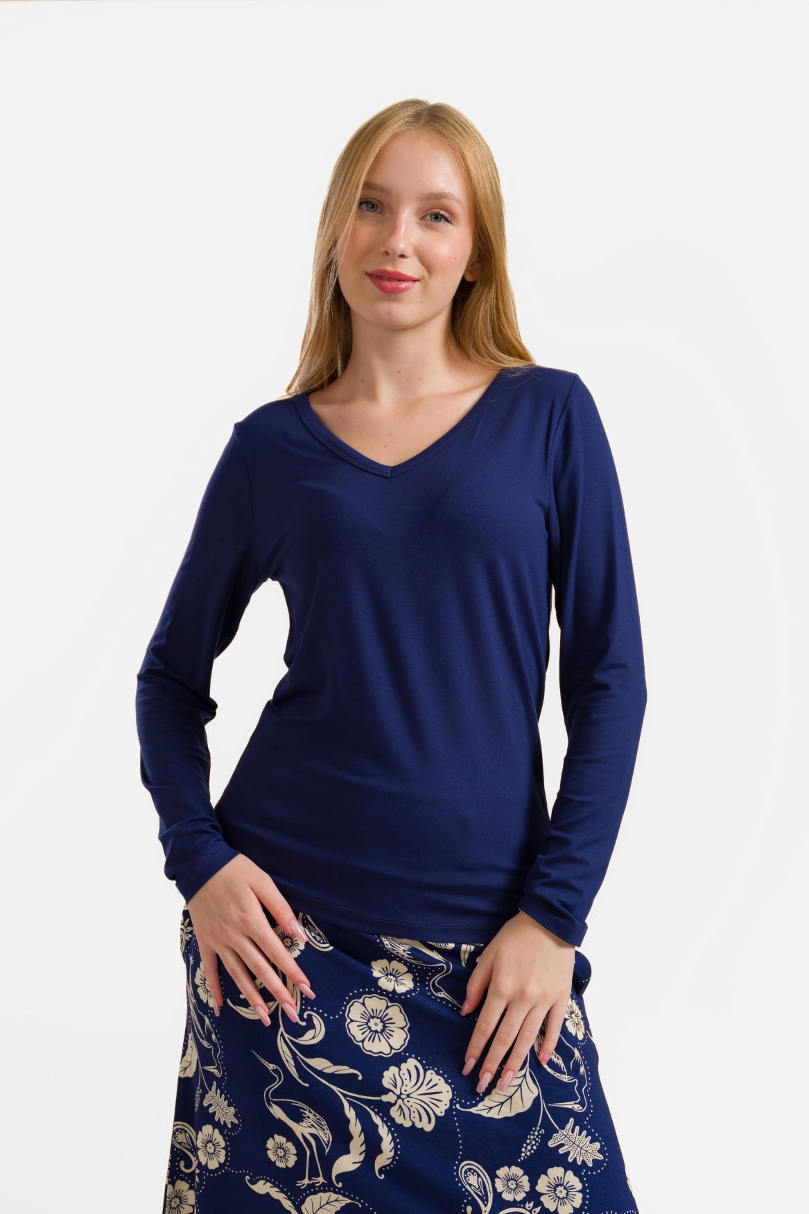Lynn Top | Ecocovero Effen Blauw