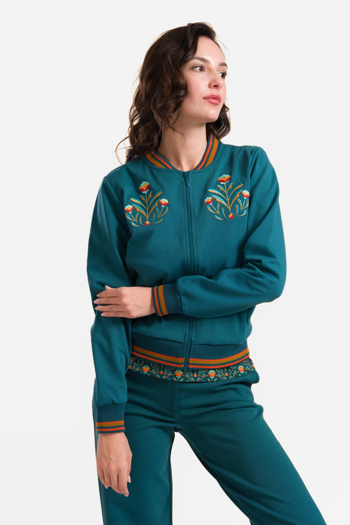 Nora Bomber Jacket | Punta Di Roma Petrol