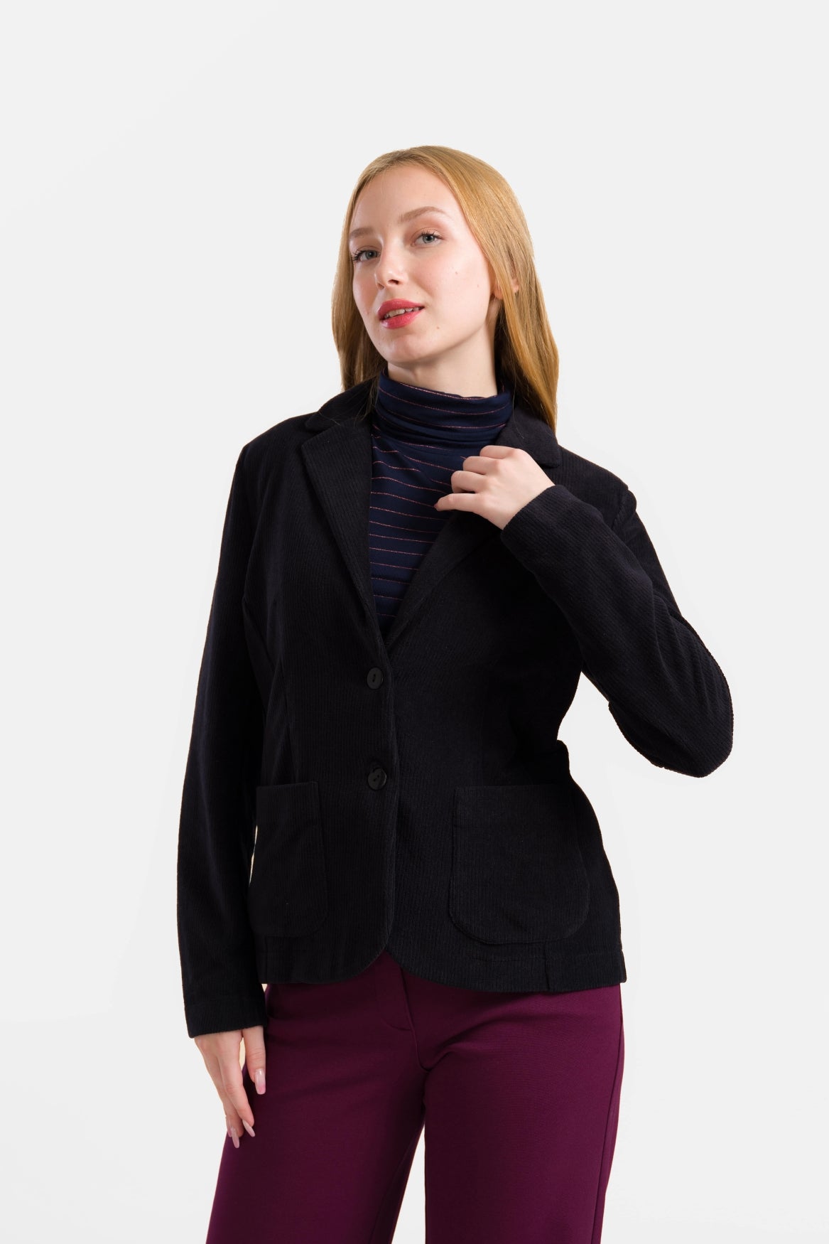 Nova Blazer | Rib Velours Zwart