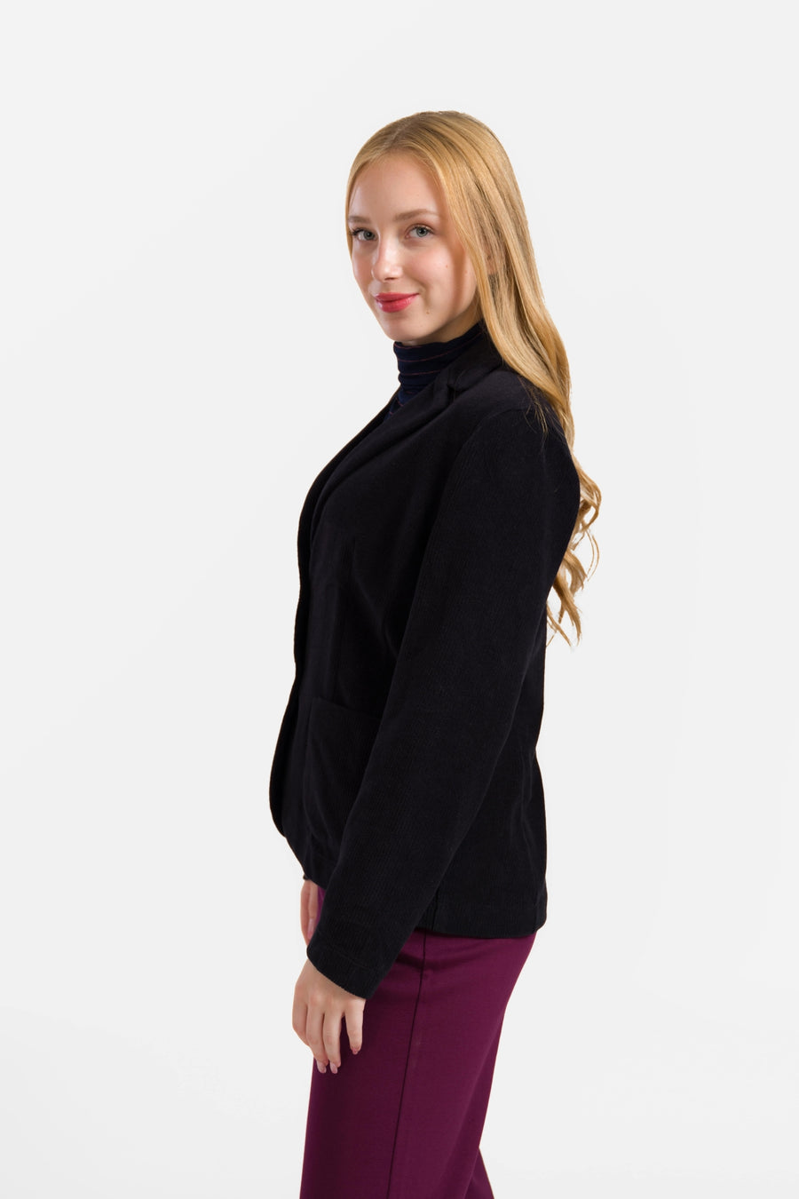 Nova Blazer | Rib Velours Zwart