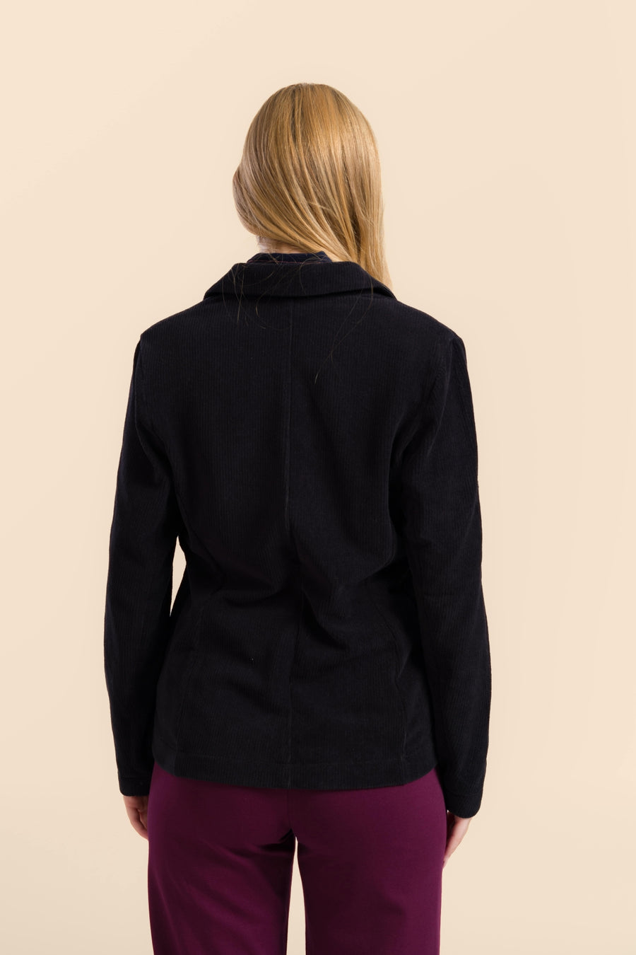 Nova Blazer | Rib Velours Zwart