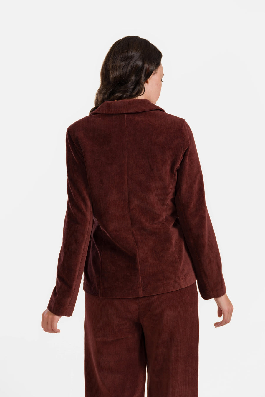 Novablazer | Rib Velour Chocolade