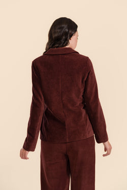 Novablazer | Rib Velour Chocolade