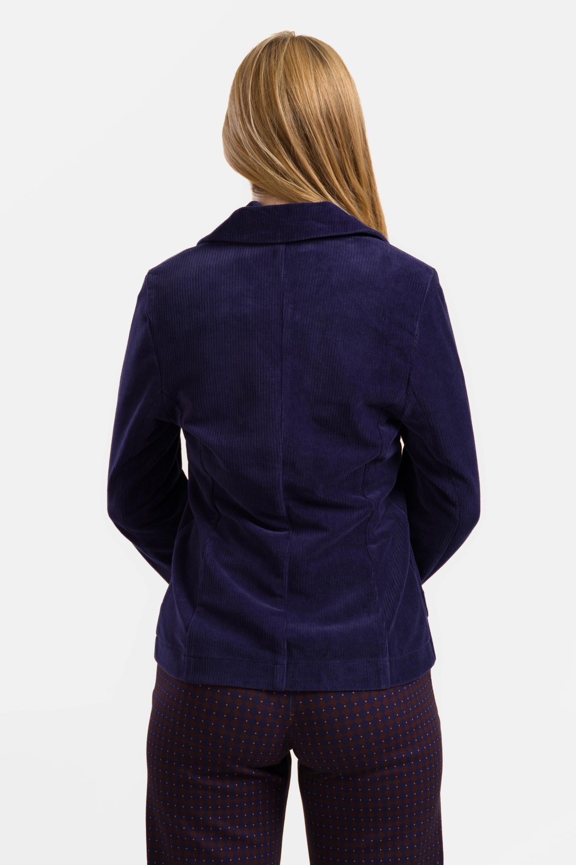 Nova Blazer | Rib velours marineblauw