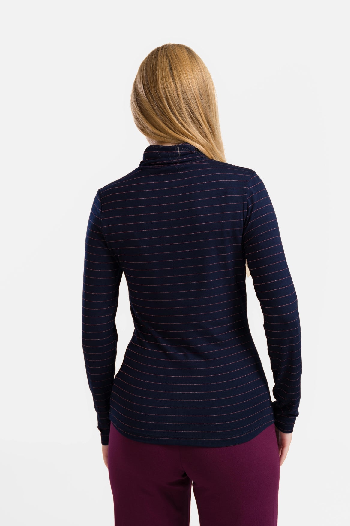 Ruby Top Ls | Strepen Blauw-Lurex Roségoud