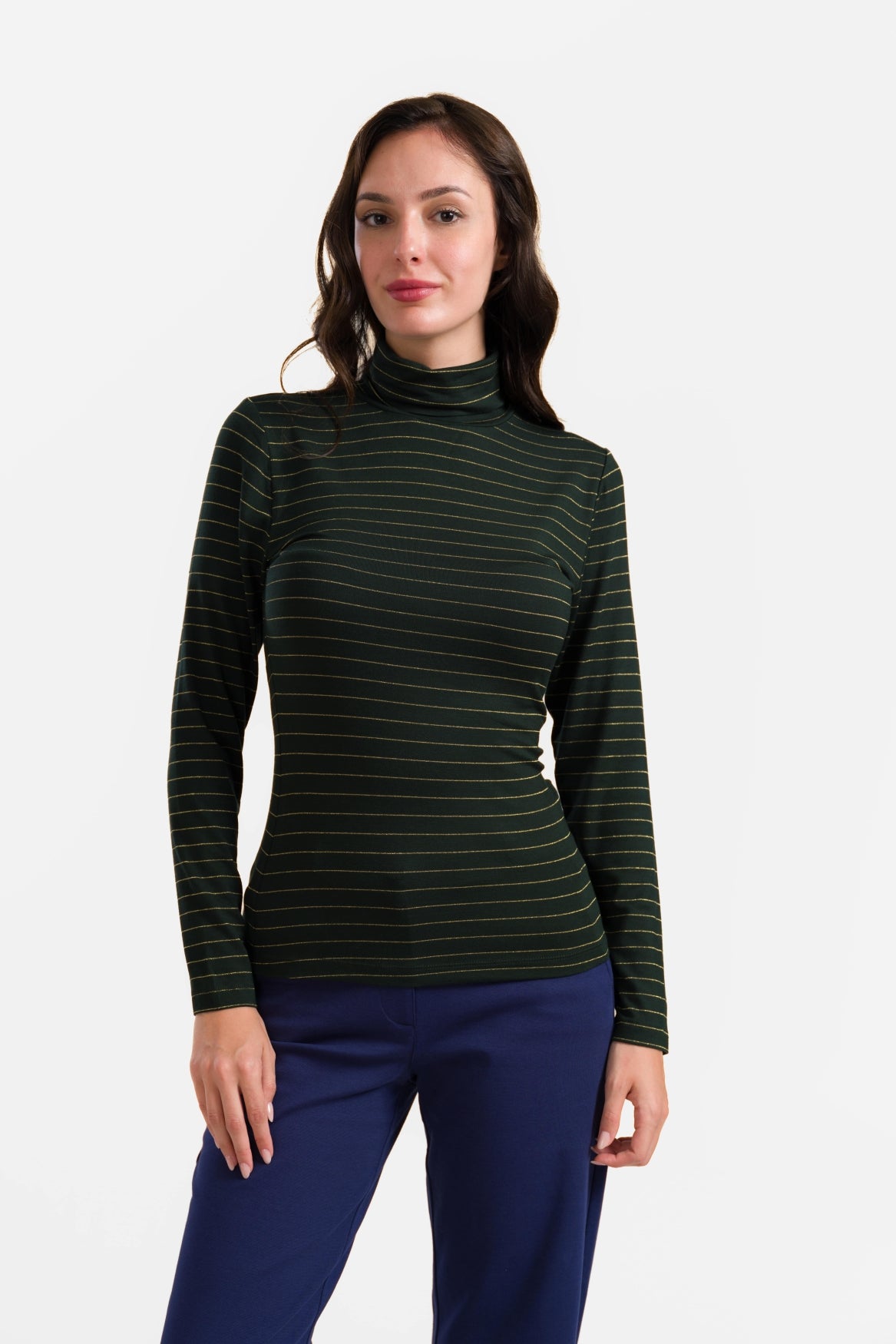 Ruby Top Ls | Strepen Groen-Lurex Goud