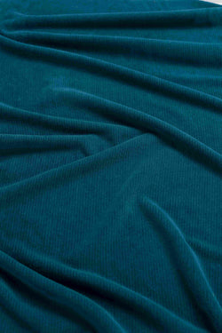 Sandra Dress | Rib Velour Petrol
