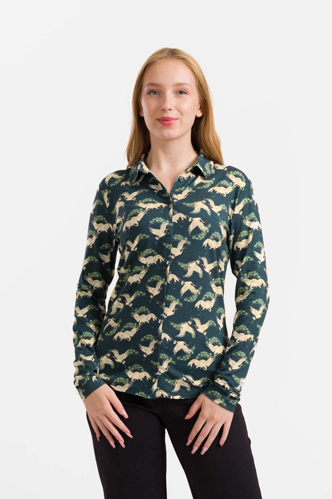 Sill Blouse I Crane Dance Petrol