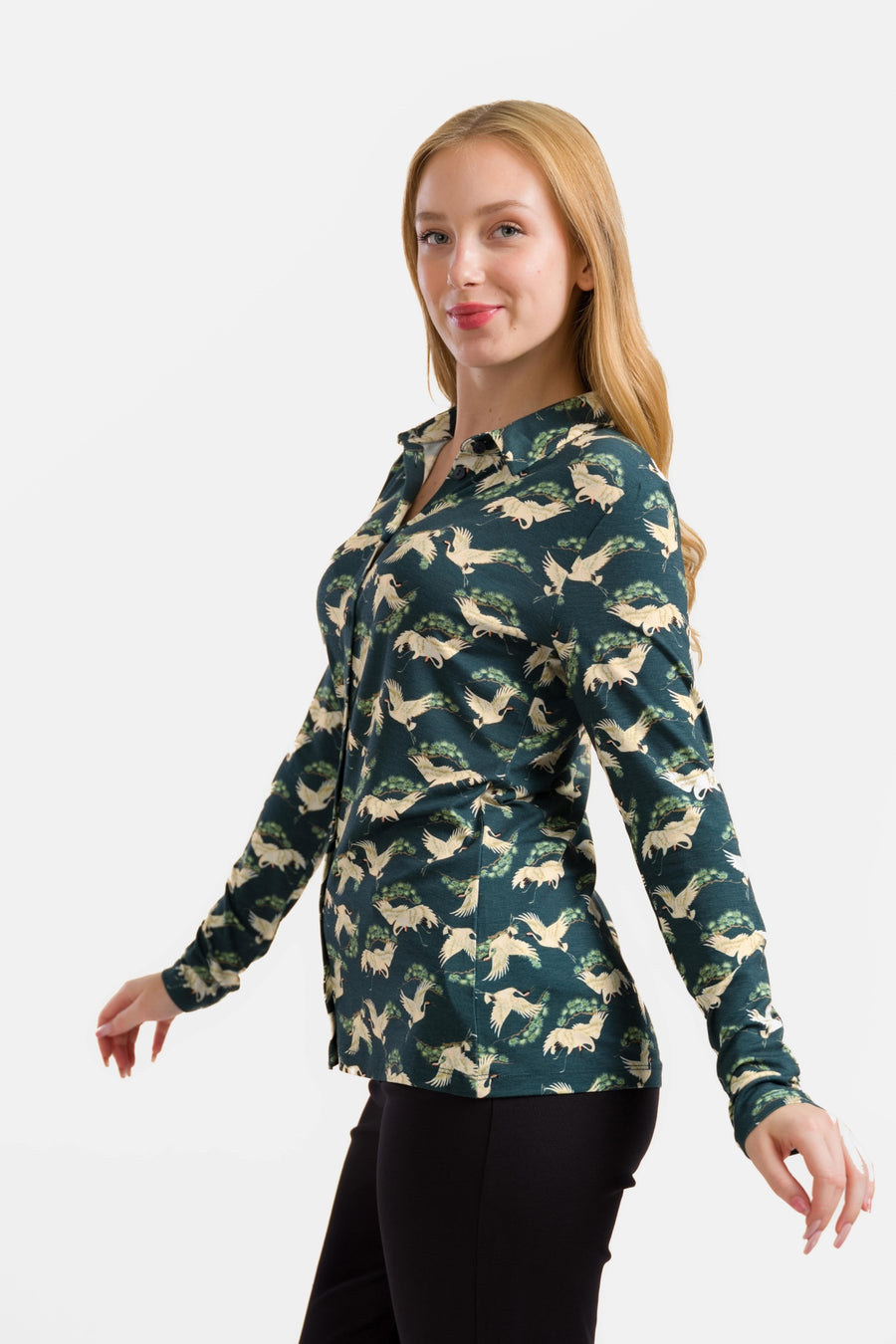 Sill Blouse I Crane Dance Petrol
