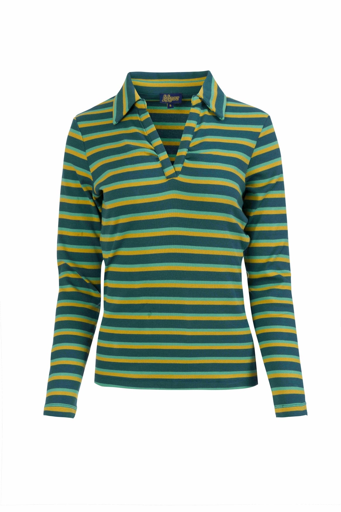 Suzy Top met lange mouwen | Deep Teal Stripes