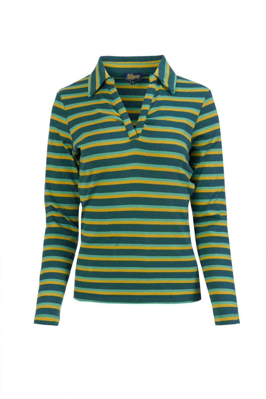 Suzy Top met lange mouwen | Deep Teal Stripes