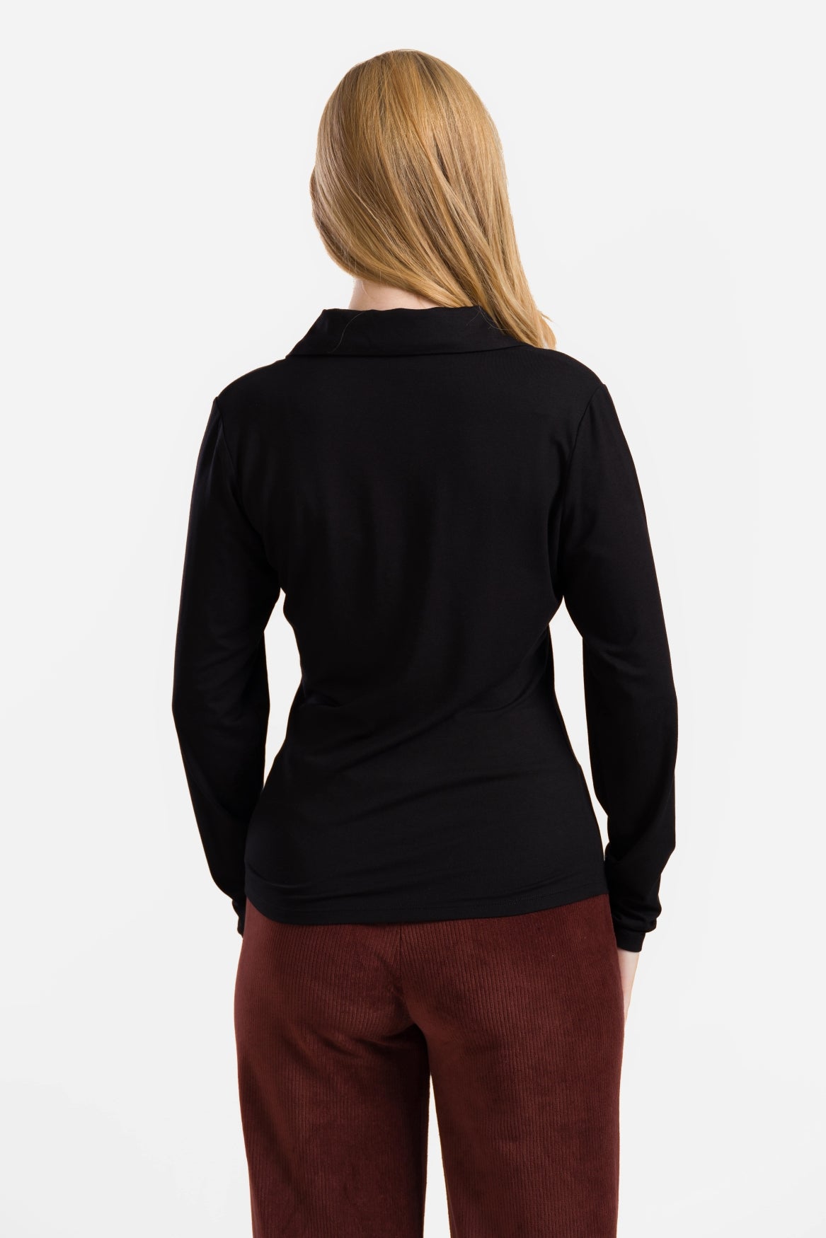 Suzy Top met lange mouwen | Ecovero effen zwart
