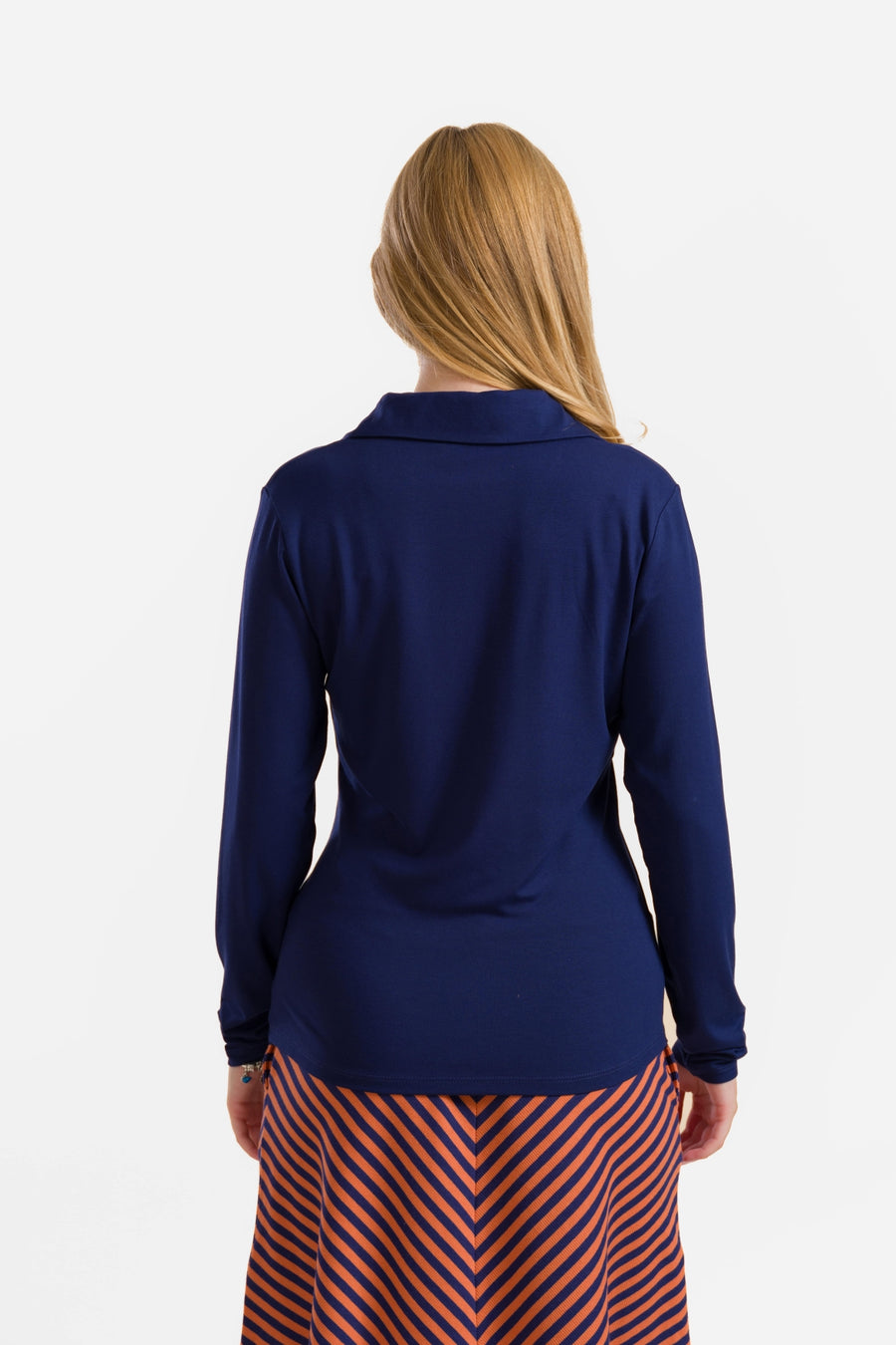 Suzy Top met lange mouwen | Ecovero effen blauw