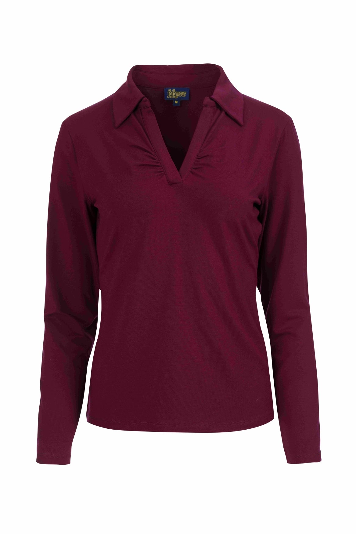 Suzy Top met lange mouwen | Ecovero effen bordeauxrood