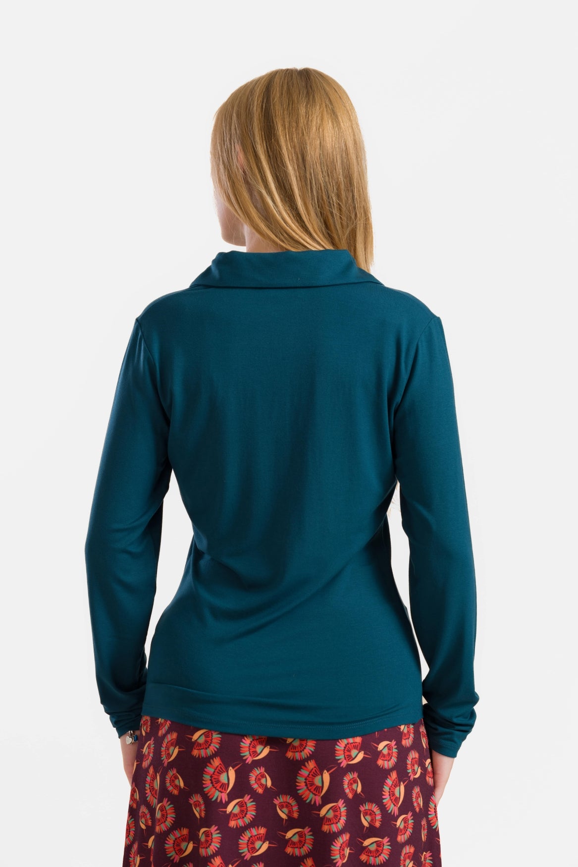 Suzy Top Lange Mouw | Ecovero Plain Petrol