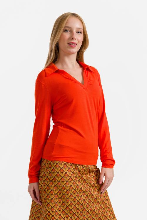 Suzy Top met lange mouwen | Ecovero effen rood