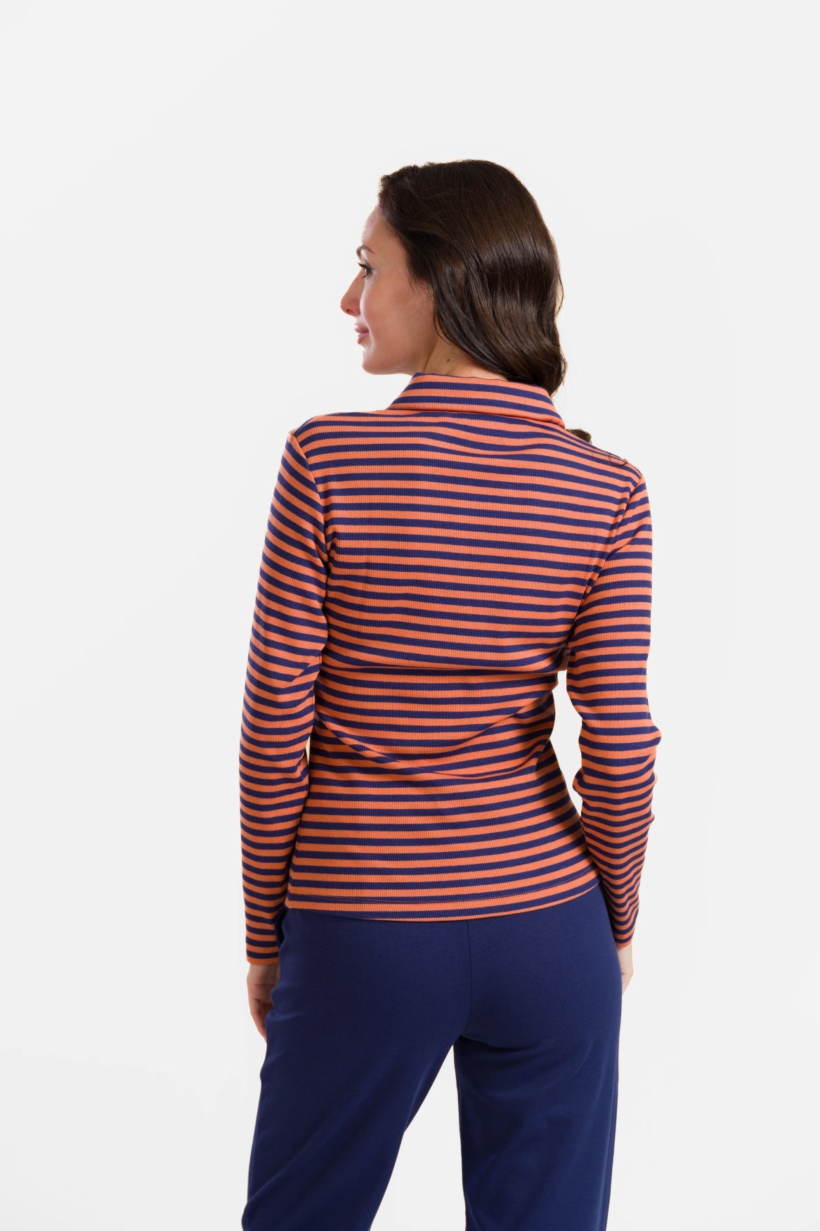 Suzy Top met lange mouwen | Marineblauwe strepen