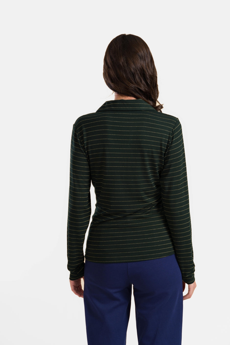 Suzy Top met lange mouwen | Stripes Green-Lurex Gold