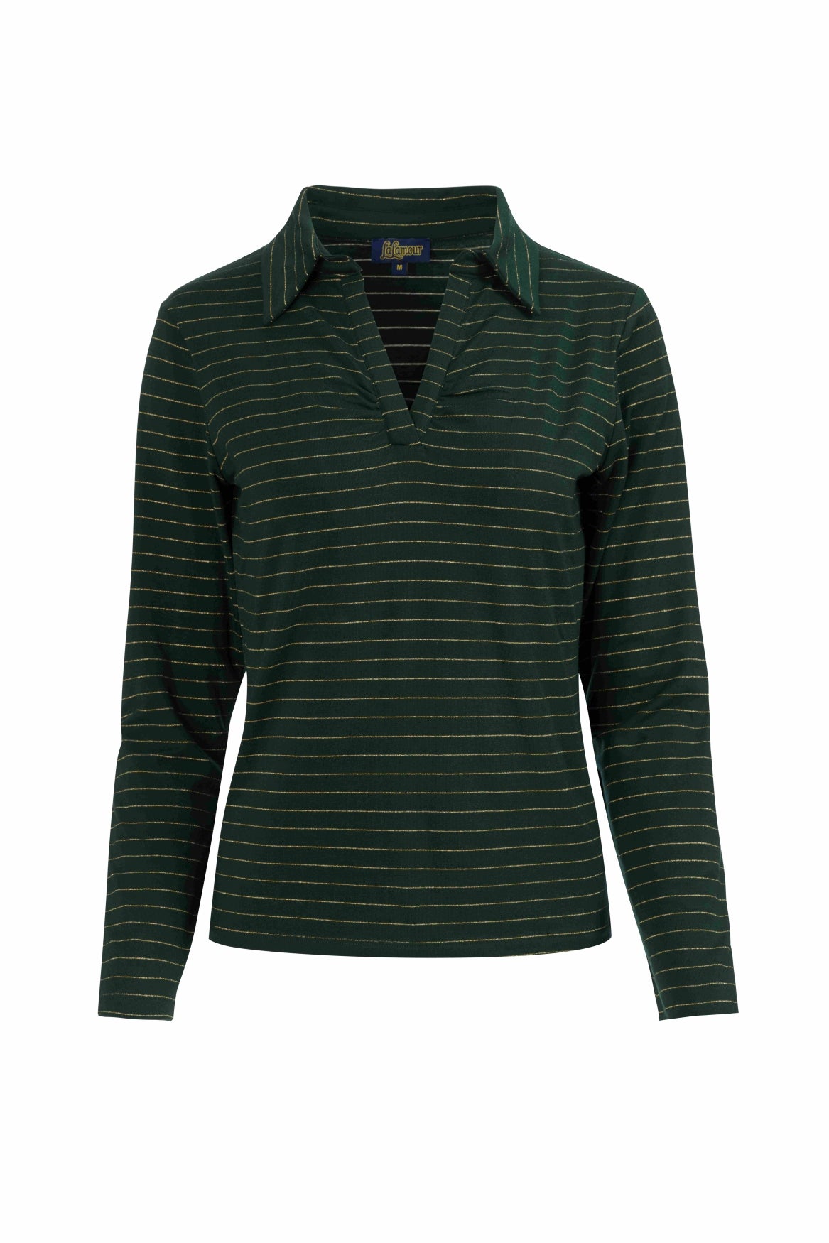 Suzy Top met lange mouwen | Stripes Green-Lurex Gold