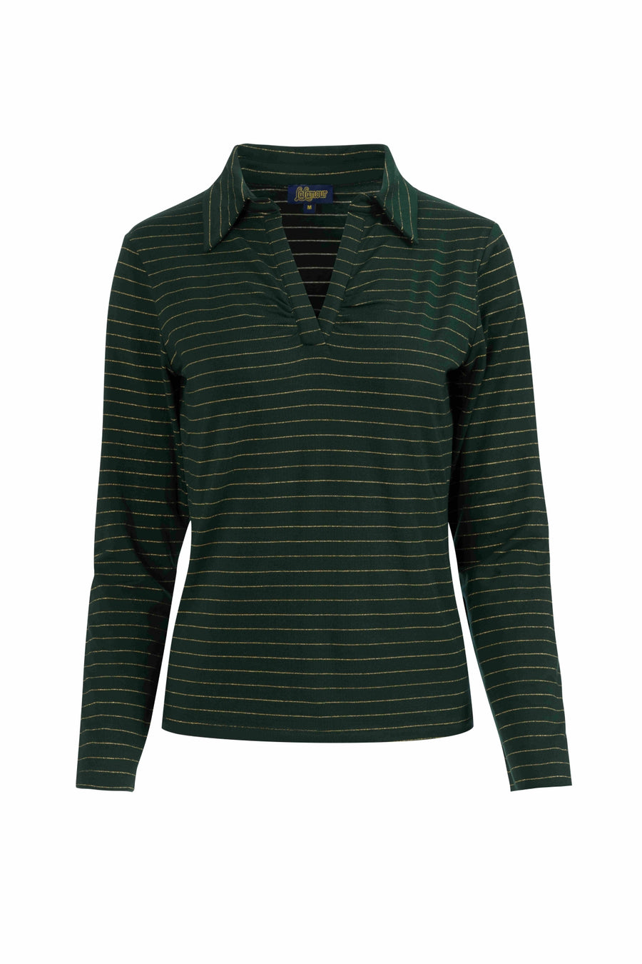 Suzy Top met lange mouwen | Stripes Green-Lurex Gold