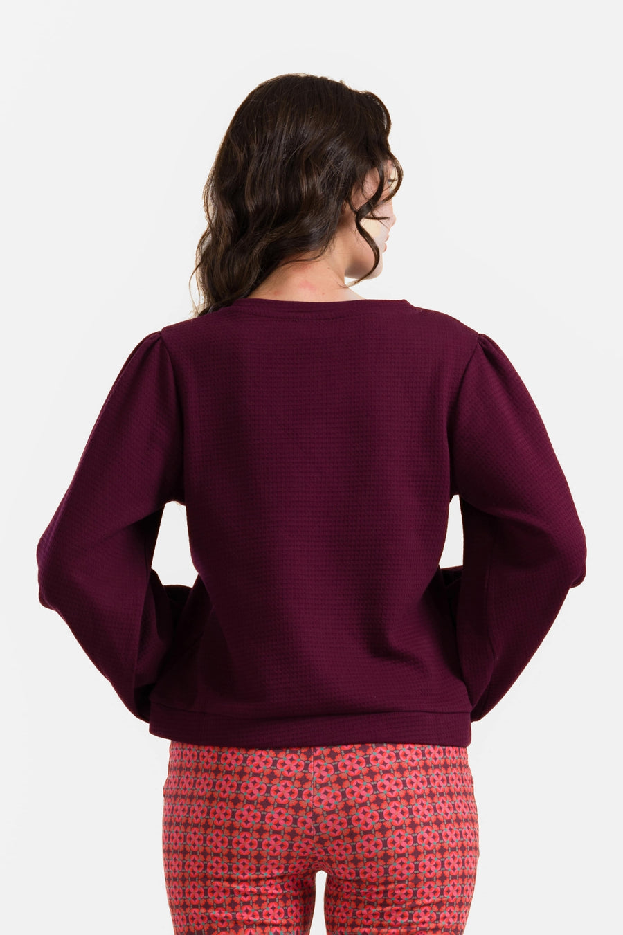 Cathy Top Ls | Wafel Bordeaux