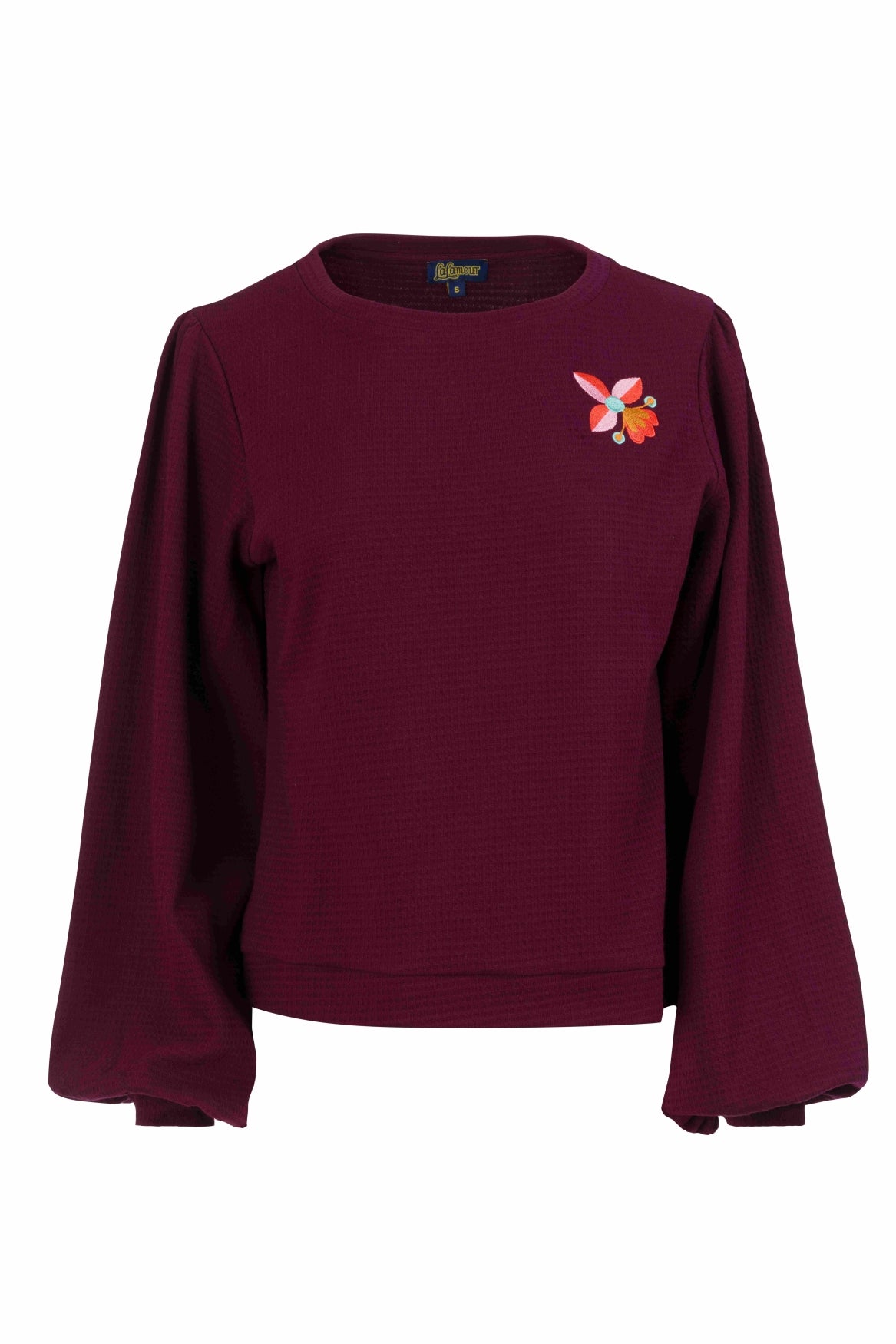 Cathy Top Ls | Wafel Bordeaux