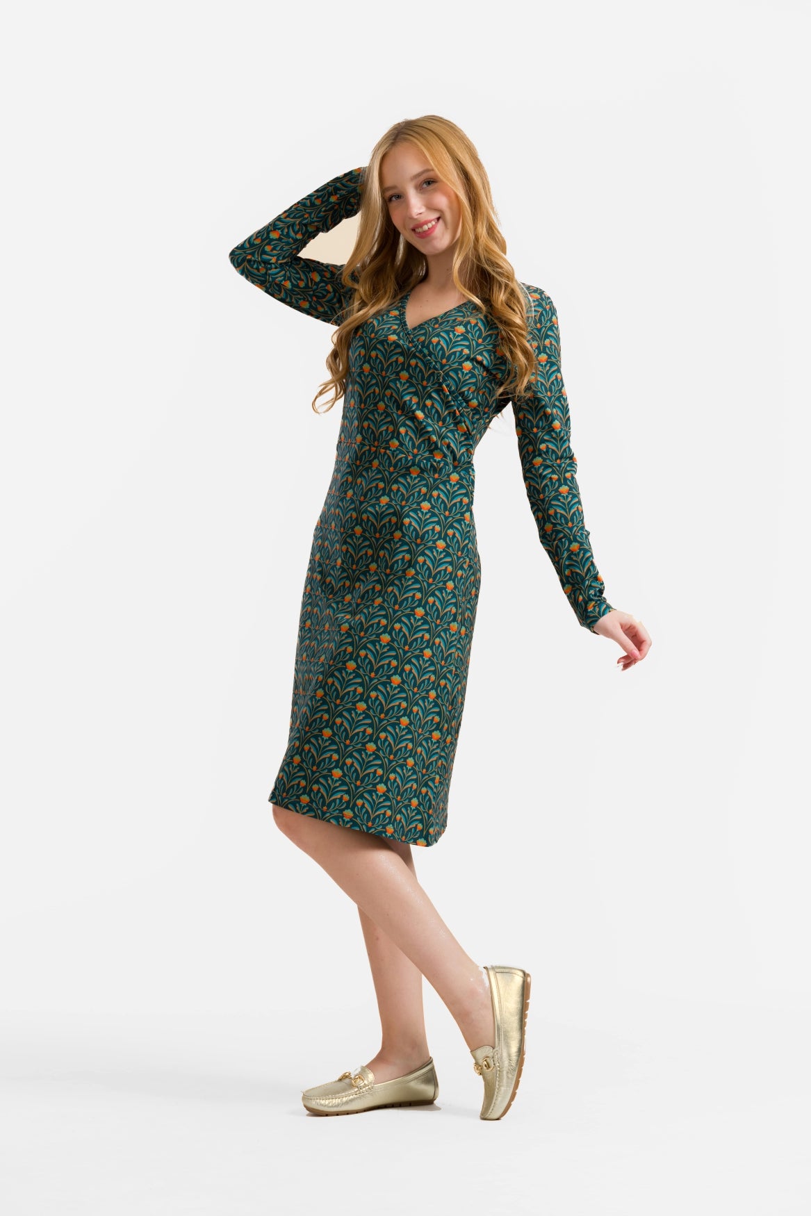 Chrissy Cross Jurk | Barock Flower Green