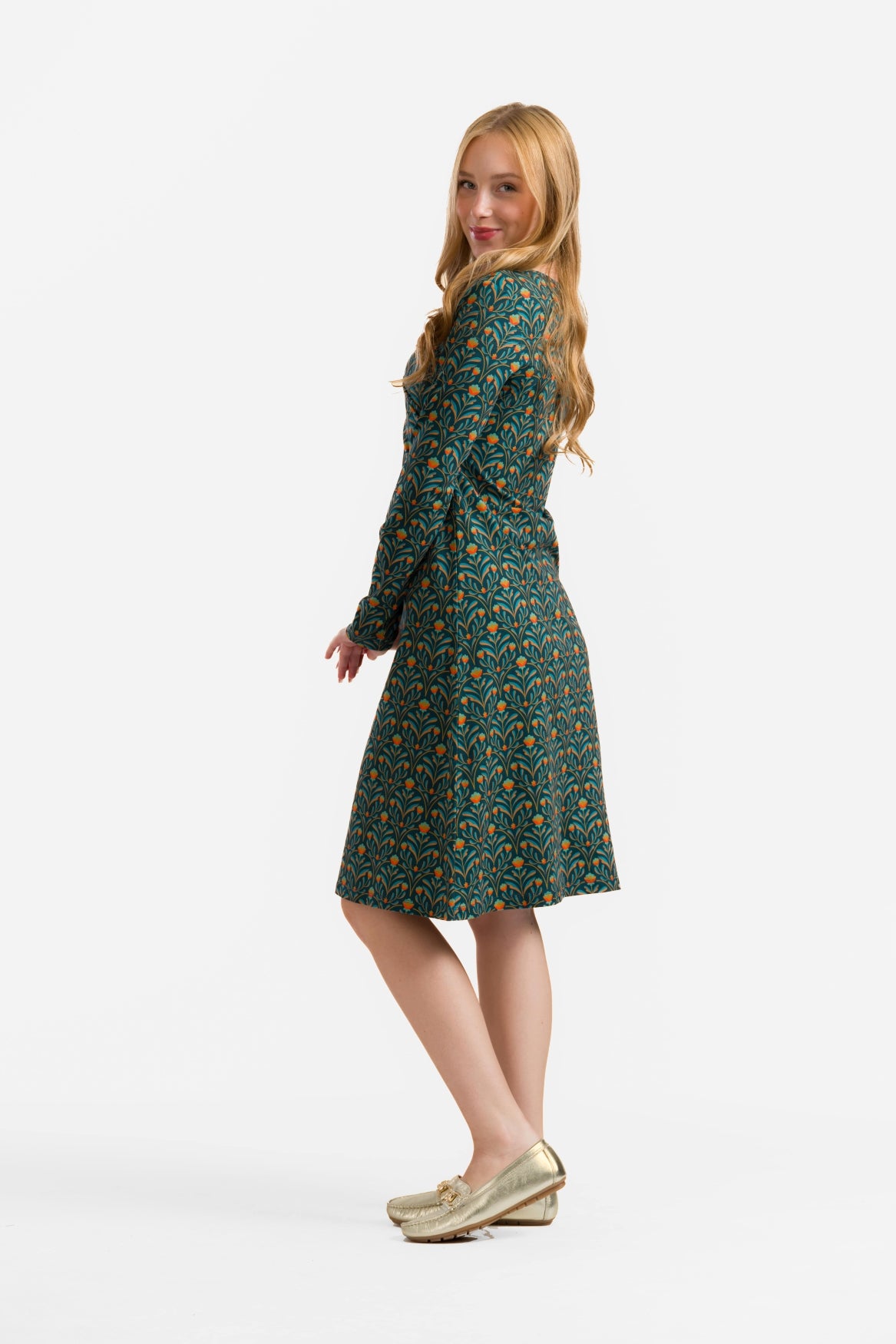 Chrissy Cross Jurk | Barock Flower Green