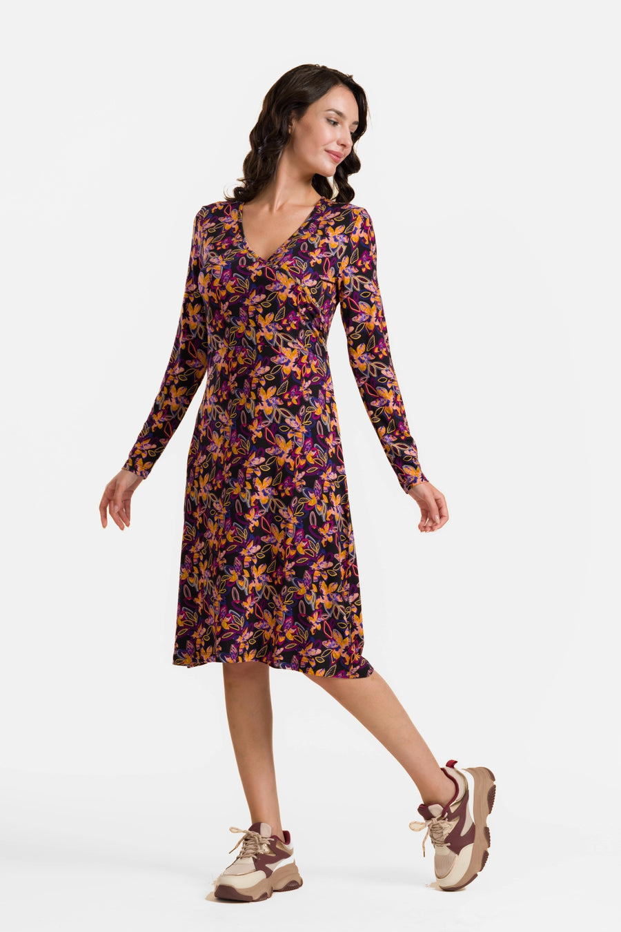 Chrissy Cross Jurk | Bright Autumn Flowers