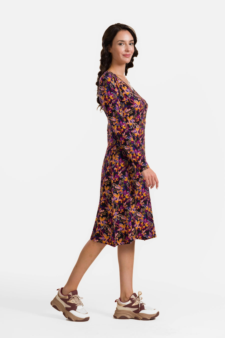 Chrissy Cross Jurk | Bright Autumn Flowers